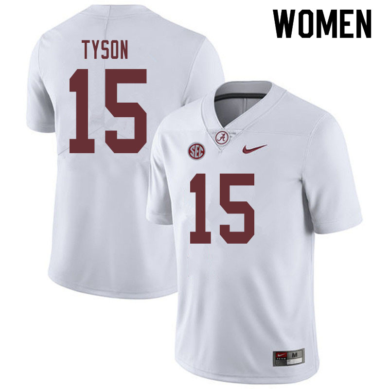 Women #15 Paul Tyson Alabama Crimson Tide College Football Jerseys Sale-White